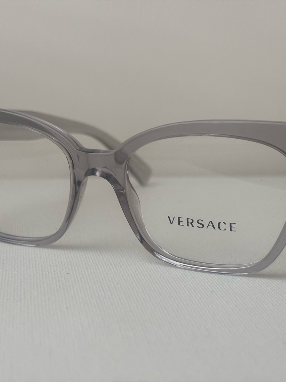 Versace Women's Translucent Gray Square Glasses with Gold Medusa Temples - Picture 3 of 4